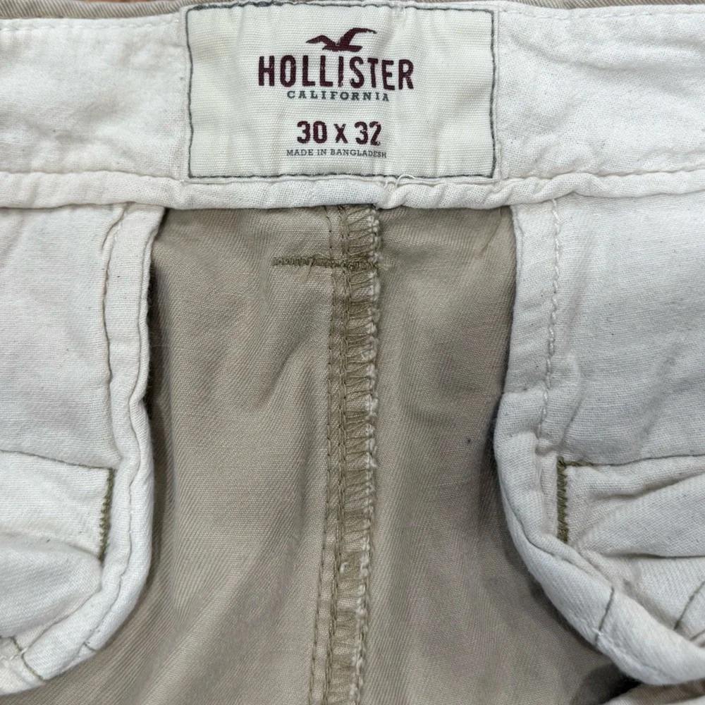 Hollister Button Fly Khaki Chino Pants Mens 30x32 Slim Straight Y2K Preppy Beige